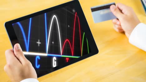 digital animation of colorful graph pattern on digital tablet screen 4k