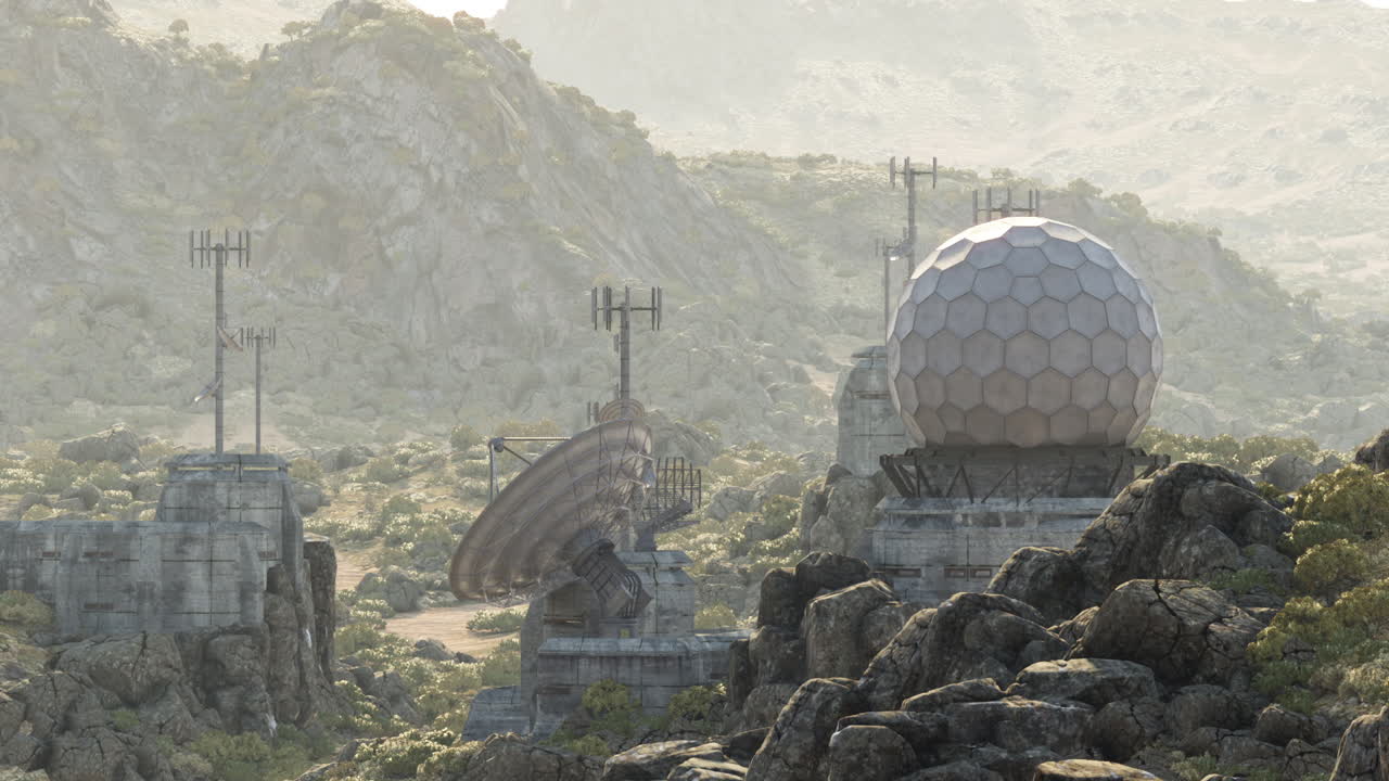 산에 있는 미래의 라디오 타워