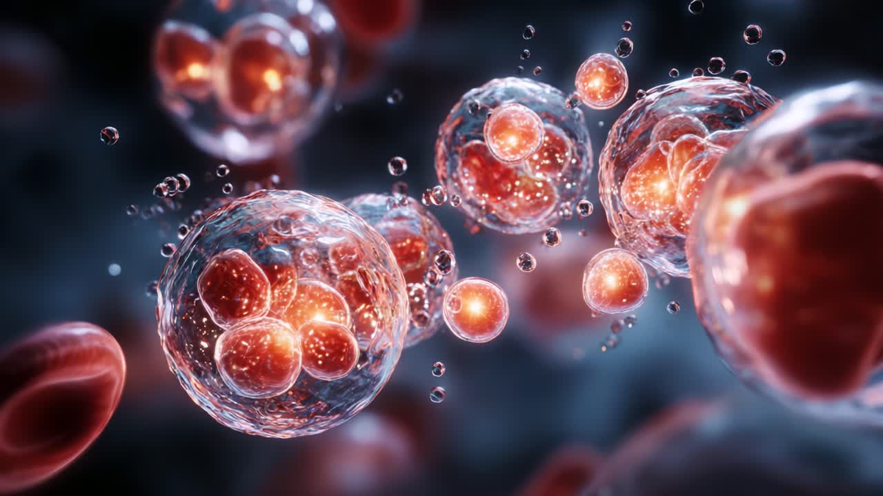 Exploring the Microscopic World: An Intricate Network of Vibrant Cells and Bubble-Like Structures Captured in Stunning Detail, Showcasing the Beauty of Cellular Biology and Fluid Dynamics