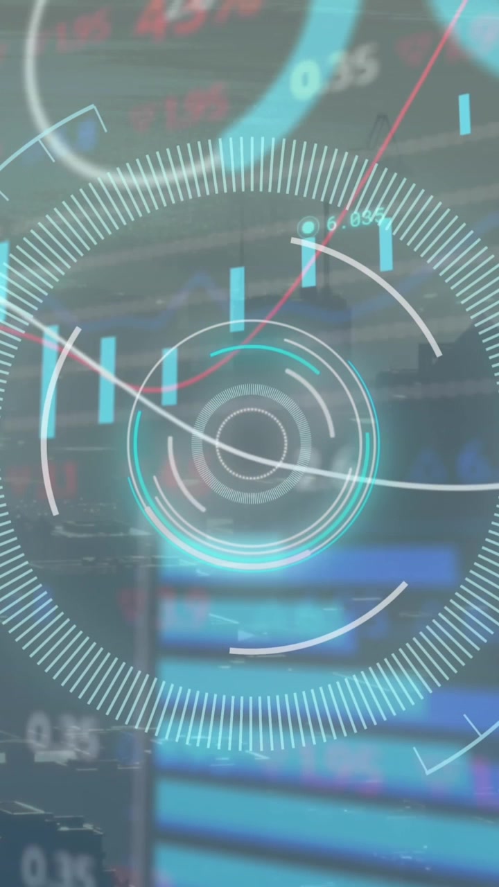 Animation of scope and data processing over cityscape