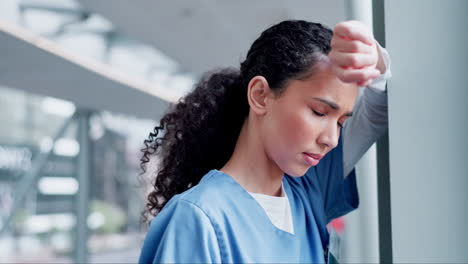 Window,-nurse-and-woman-with-stress