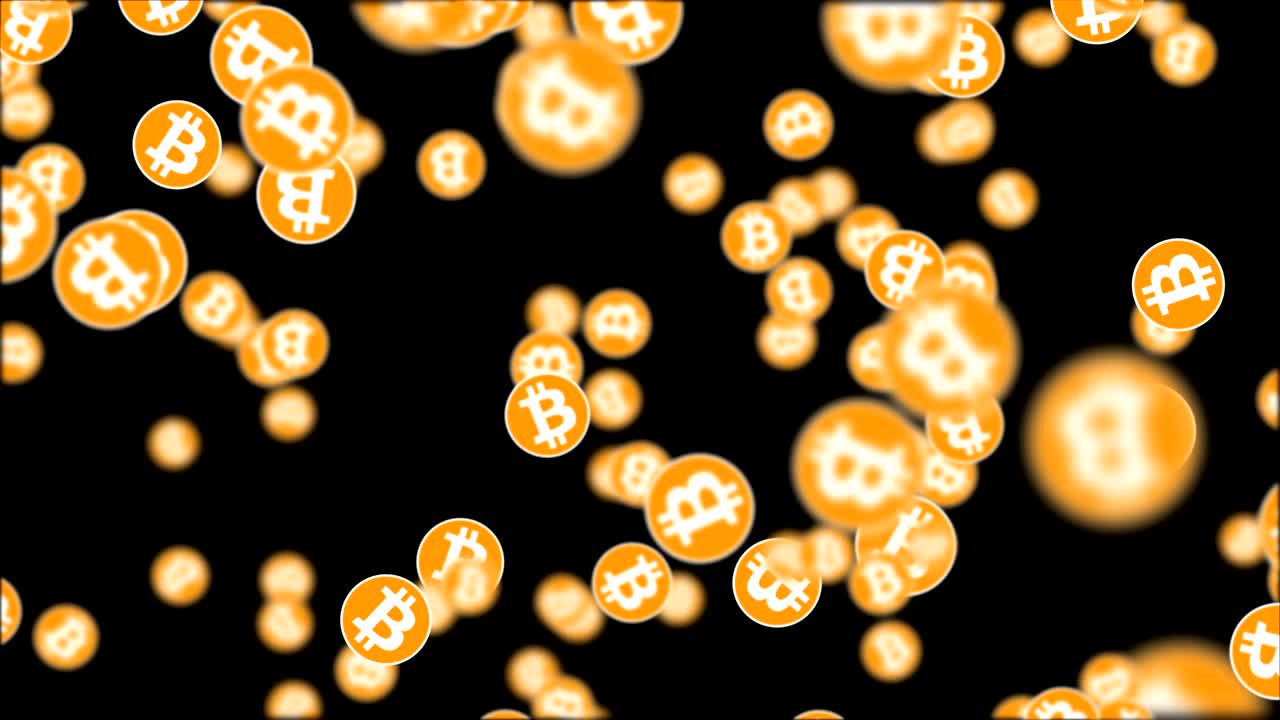 animación de bucle sin problemas de la caída de las monedas de bitcoin