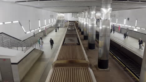 modern subway station with train