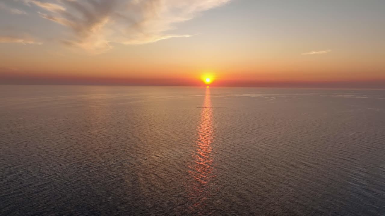Golden sun sets on the horizon over the calm Adriatic Sea near Kornati Islands, Croatia, Kornati, Hrvatsk