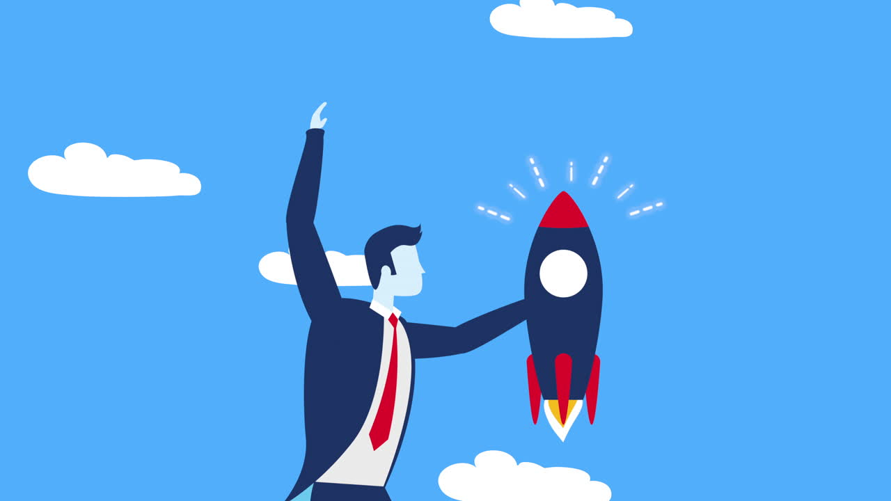 trabajador de negocios con lanzacohetes