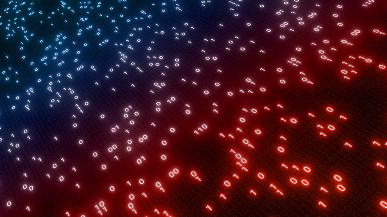 Hacking digital binary code matrix 01 background loop. Hacker, dark web, matrix, Digital data code in safety security technology concept.