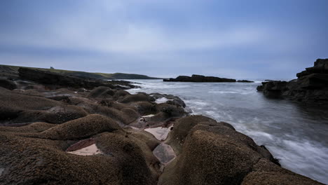 timelapse of rugged coastline with moving clouds and sea rocks in mullaghmore head in county sligo on the wild atlantic way in ireland