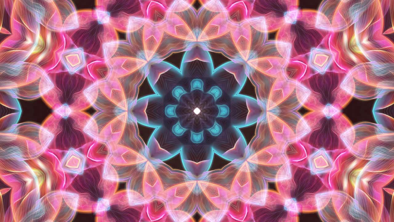 vj hermosa colorida flor infinita fondo abstracto ciclo de caleidoscopio en resolución 4k