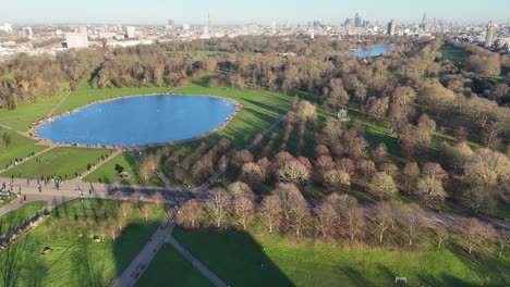 round pond hyde park london uk ascending drone,aerial