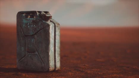 old rusty fuel canister in the desert