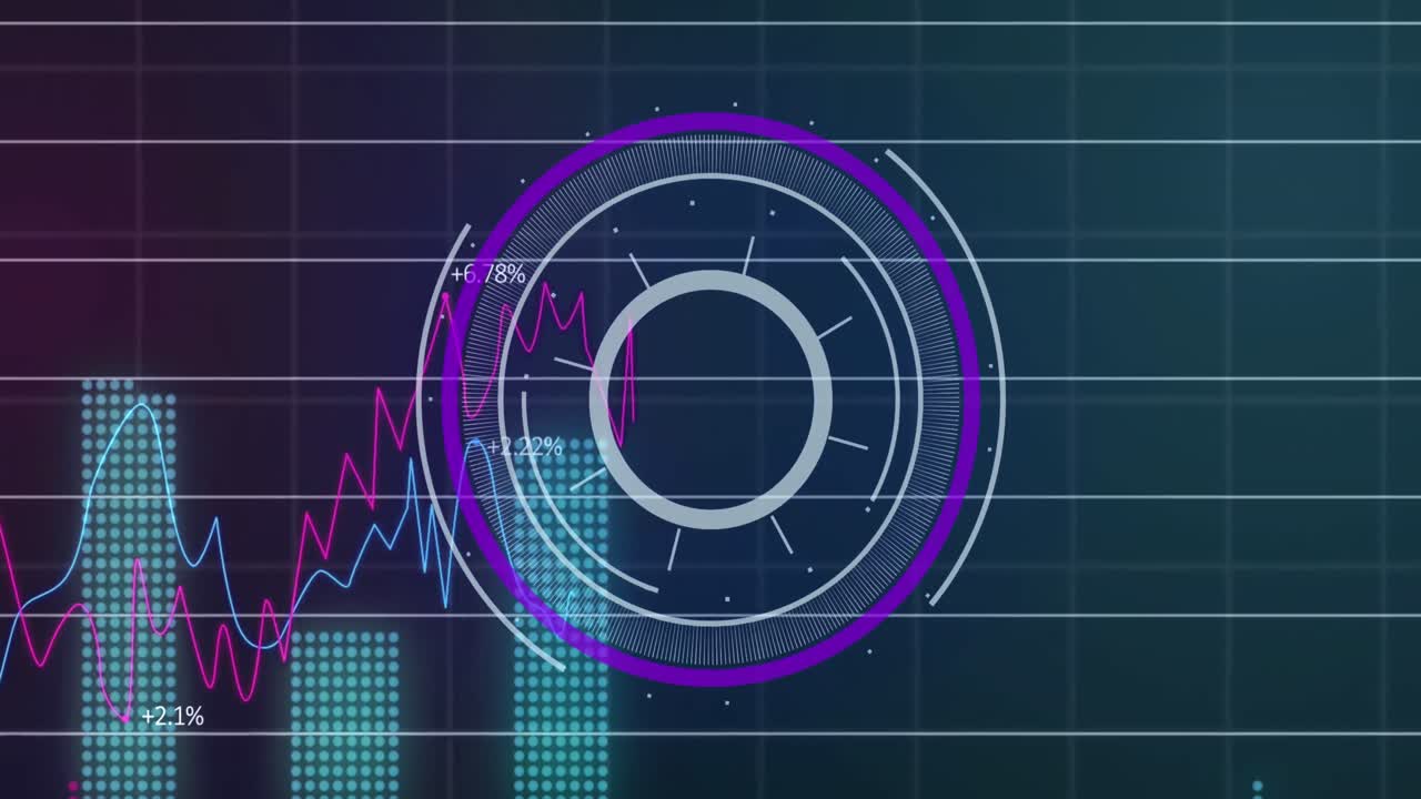 animación del escaneo del alcance y el procesamiento de datos financieros