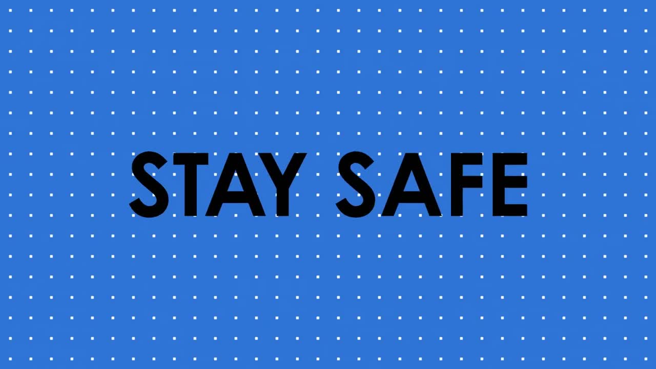 파란색 배경에 있는 집에 머무는 텍스트의 애니메이션