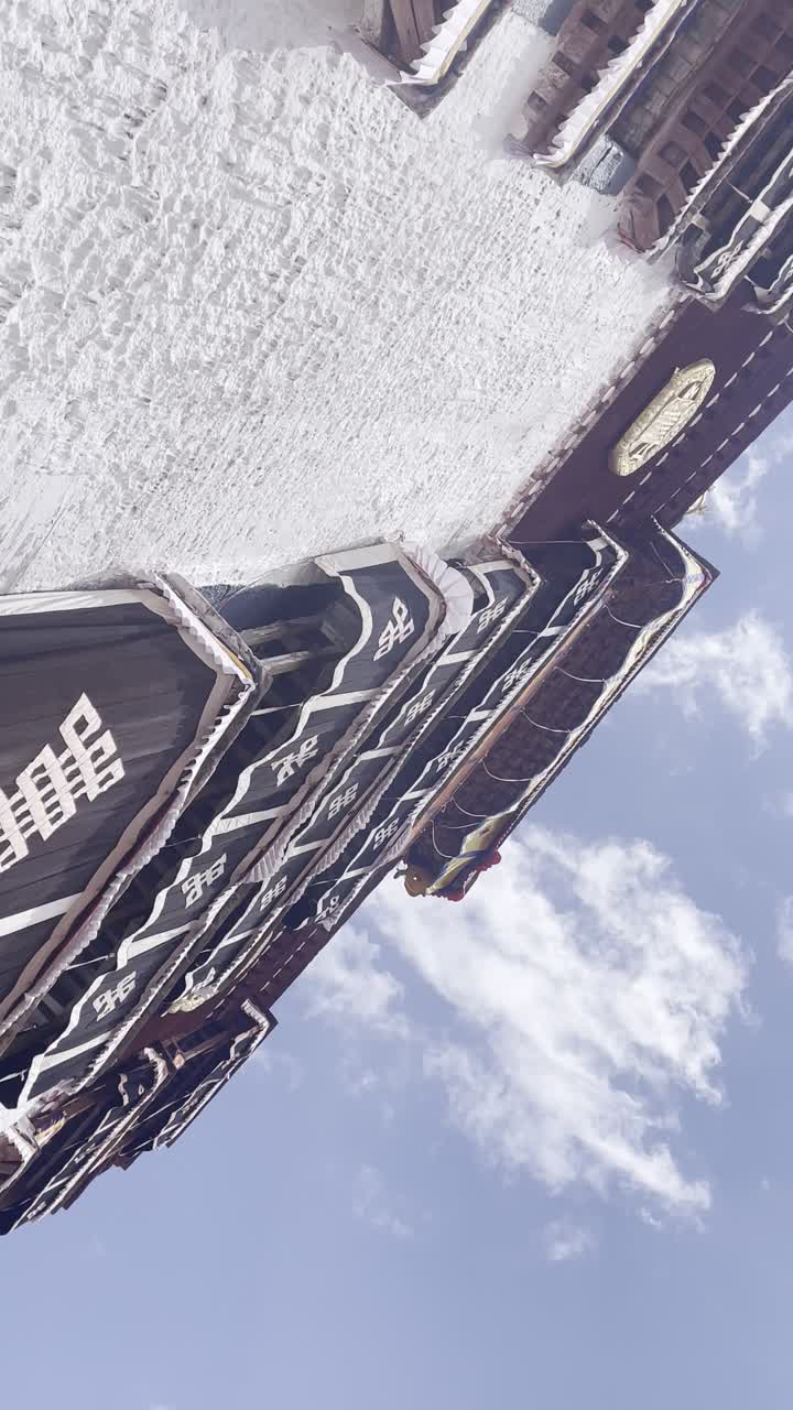 Vertical Handheld Establishing Shot of Potala Palace Museum in Lhasa, Tibet Autonomous Region
