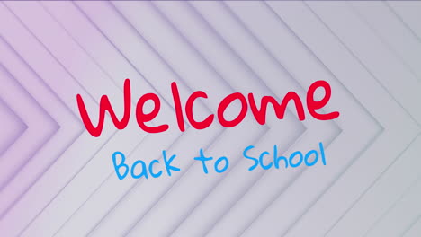 animation of welcome back to school text on grey chevron background