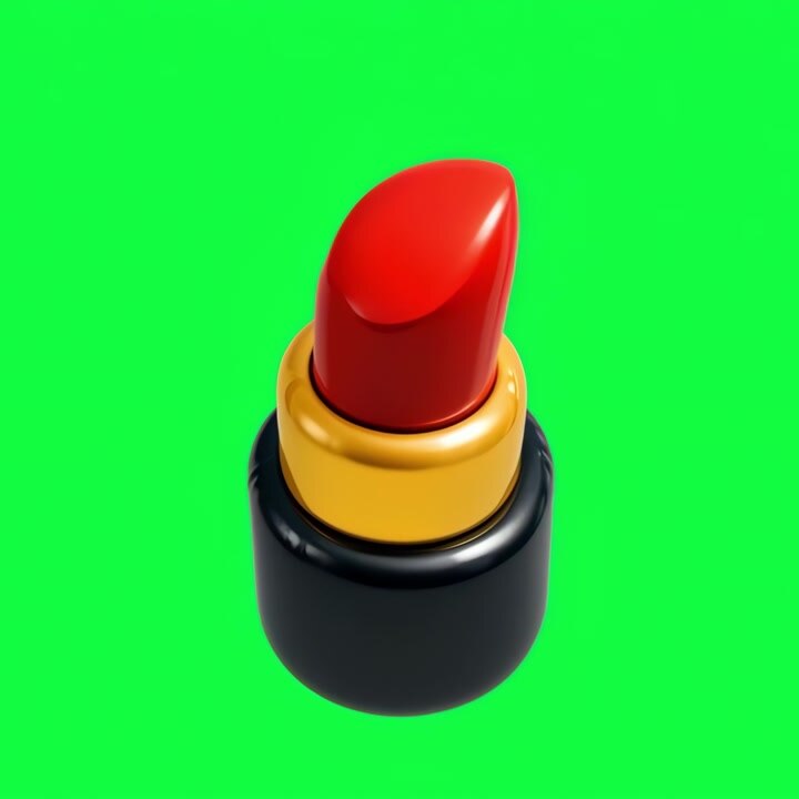 3D Rendered Lipstick Rotating on Green Screen Background