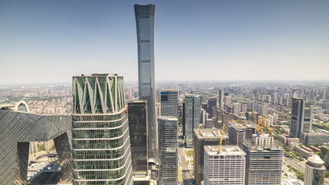 timelapse of the beijing city skyline from a high vantage point