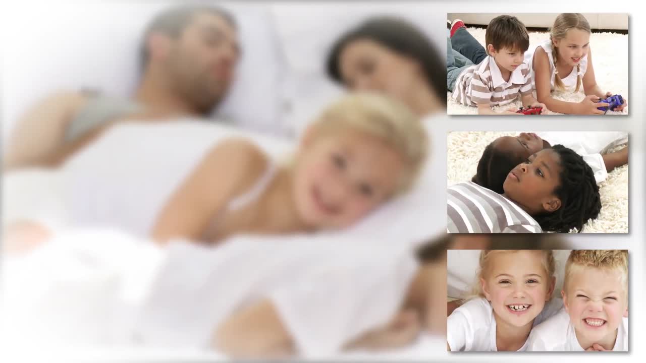 작은 아이 들 과 그 들 의 부모 들 이 휴식을 취하고 있다