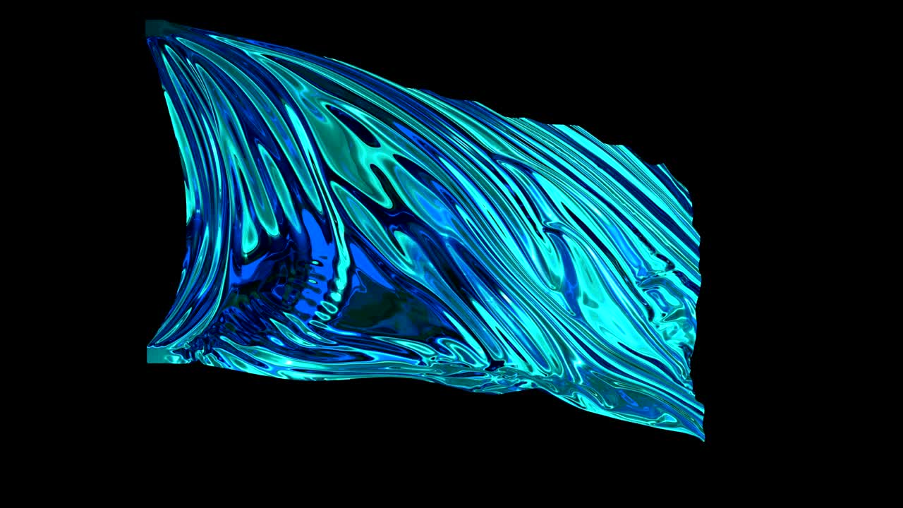 반이는 파란색 천이나 파란색 실크 천이 느린 바람에 흔들리고 있습니다.