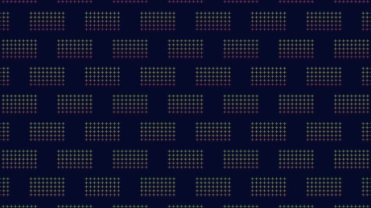 Digital futuristic neon small crosses on black gradient