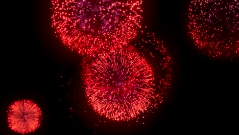 color rojo oscuro exhibición de fuegos artificiales grandes y pequeños composición de fondo de bucle para cumpleaños, aniversario, celebración, vacaciones, año nuevo, fiesta, evento y celebraciones, invitación