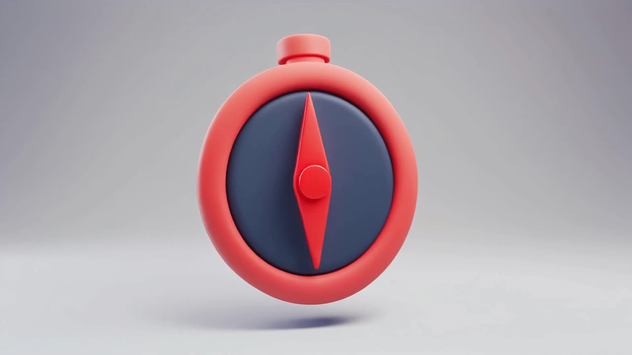 3D Animated Compass with Spinning Needle