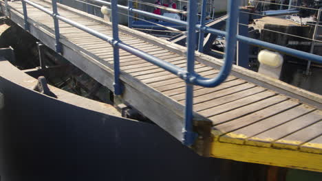 close up shot of the lock gates opening on the solent side at hythe marina