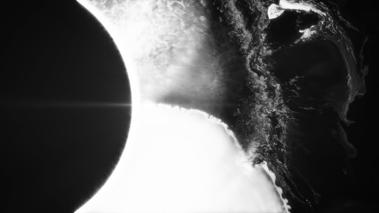 행성 일식 - 우주에서 검은색과  ⁇ 색의 우주 성운