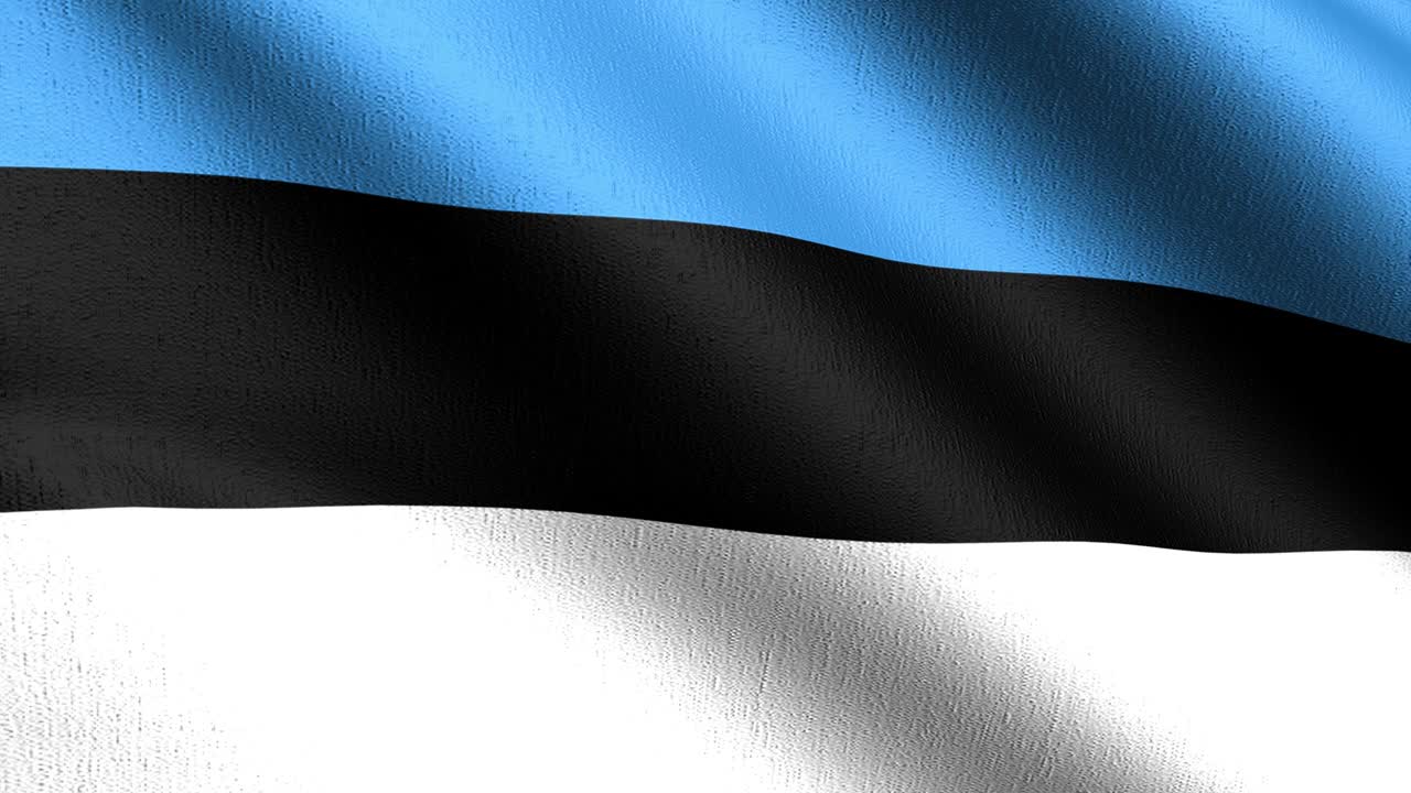 4k vdo: 바람에 날아다니는 에스토니아 국기, 공식 애국적 추상 디자인, 3d 렌더링, 흔들리는 표지 기호의 일러스트레이션