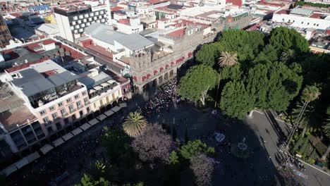 aerial view of the international women's day in mexico