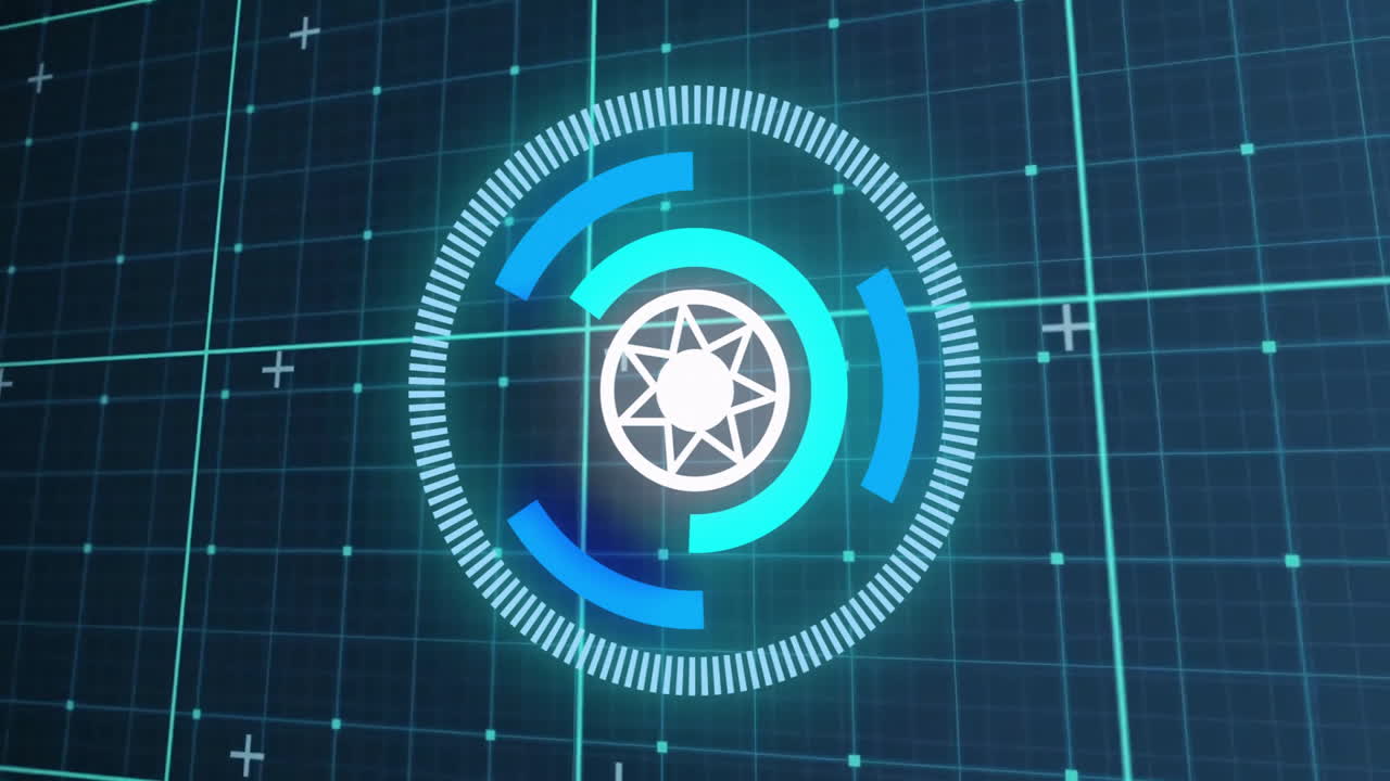 animación del escaneo del alcance y el procesamiento de datos sobre la cuadrícula