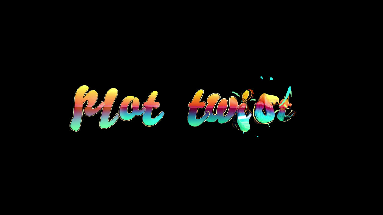 Colorful Animated Text 'Plot Twist!' Appearing on Black Background