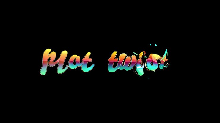 Colorful Animated Text 'Plot Twist!' Appearing on Black Background