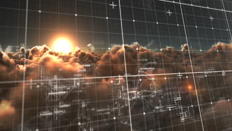 código binario contra nubes blancas y sol 4k