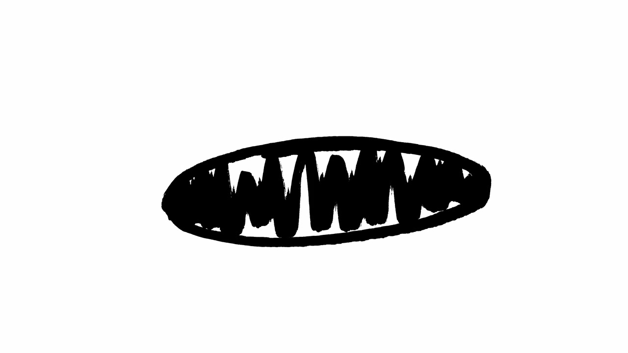 Bocca Nera Animata Disegnata a Mano con Denti che Battono