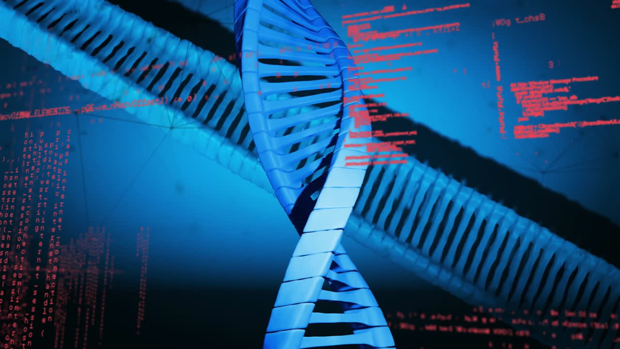 Animation of data processing over dna strand