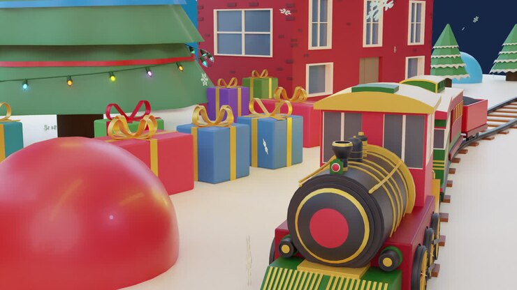 Christmas Village with Gingerbread Man and Train