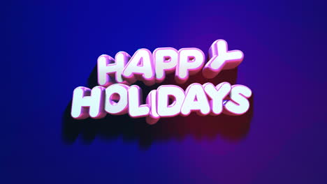 Festive-3d-neon-text-Happy-Holidays-in-vibrant-pink-and-purple-lights-on-blue-background