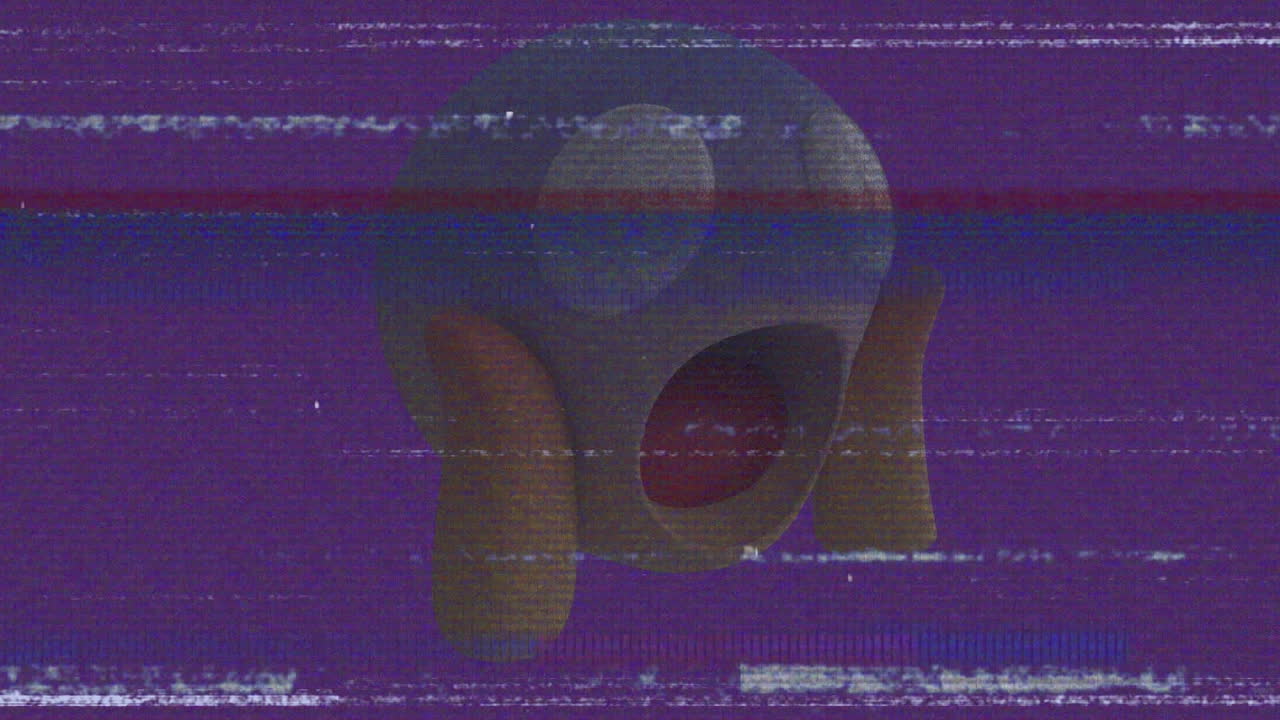 animación del icono emoji asustado sobre la pantalla con ruido