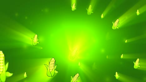 yellow corn smoothly moving on the green background. 3d loop animation.