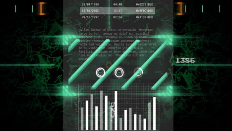 animación del procesamiento de datos digitales a través de una red de conexiones