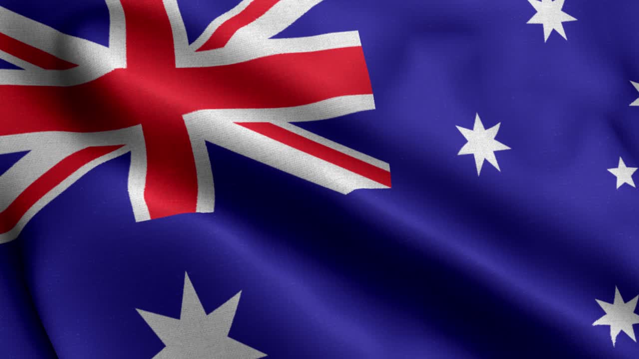 클로즈업 웨이빙 루프 4k - 오스트레일리아 국기