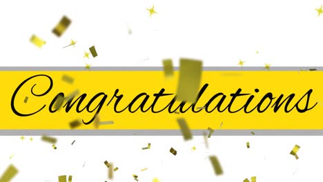 animation of congratulations text over confetti on white background