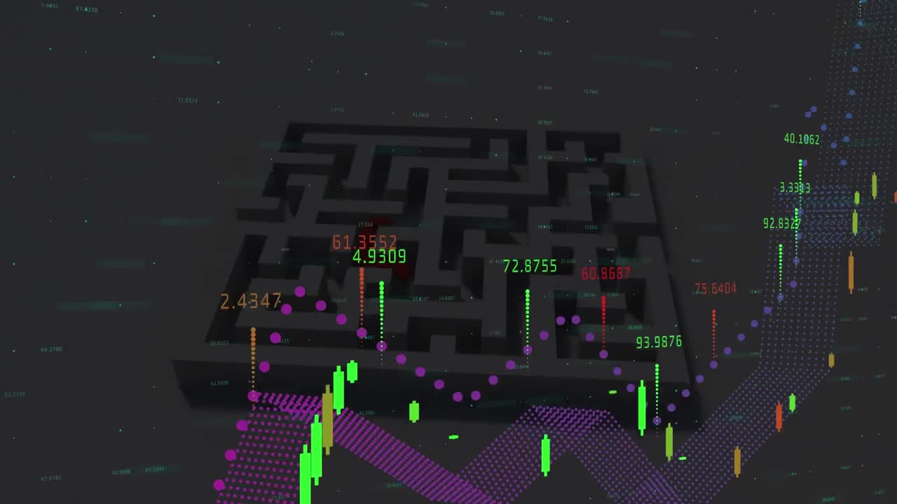 animación del procesamiento de datos sobre el laberinto
