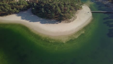 Aerial-drone-view-of-the-tropical-paradise-recreational-lake-in-the-Netherlands,-Europe