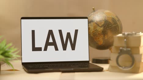 la ley se muestra en la pantalla del portátil legal