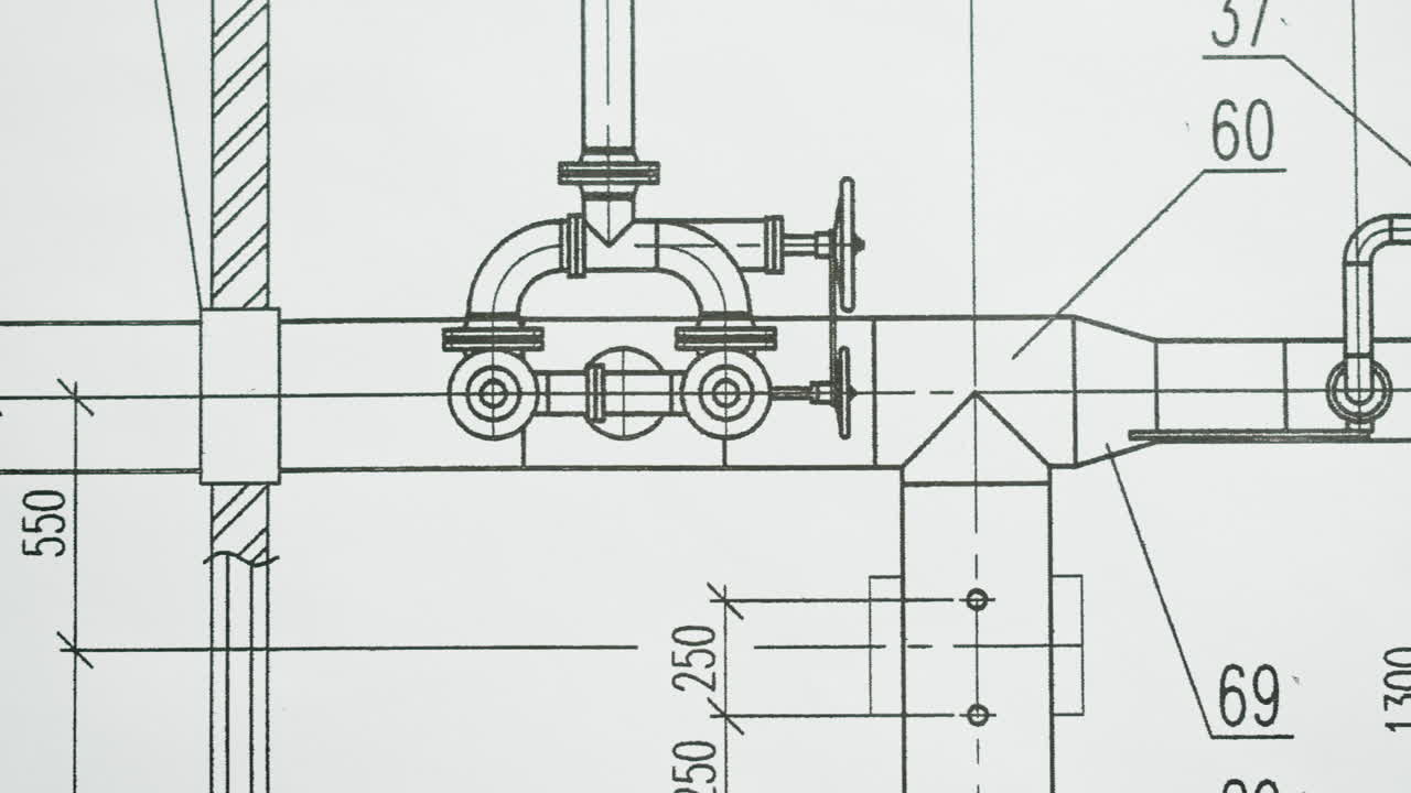 Close-up of a Technical Engineering Drawing