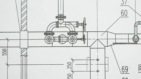 close-up of a technical engineering drawing