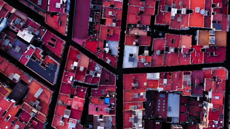 Barcelona-Aerial-view-gothic-quarter-zenital,-Spain