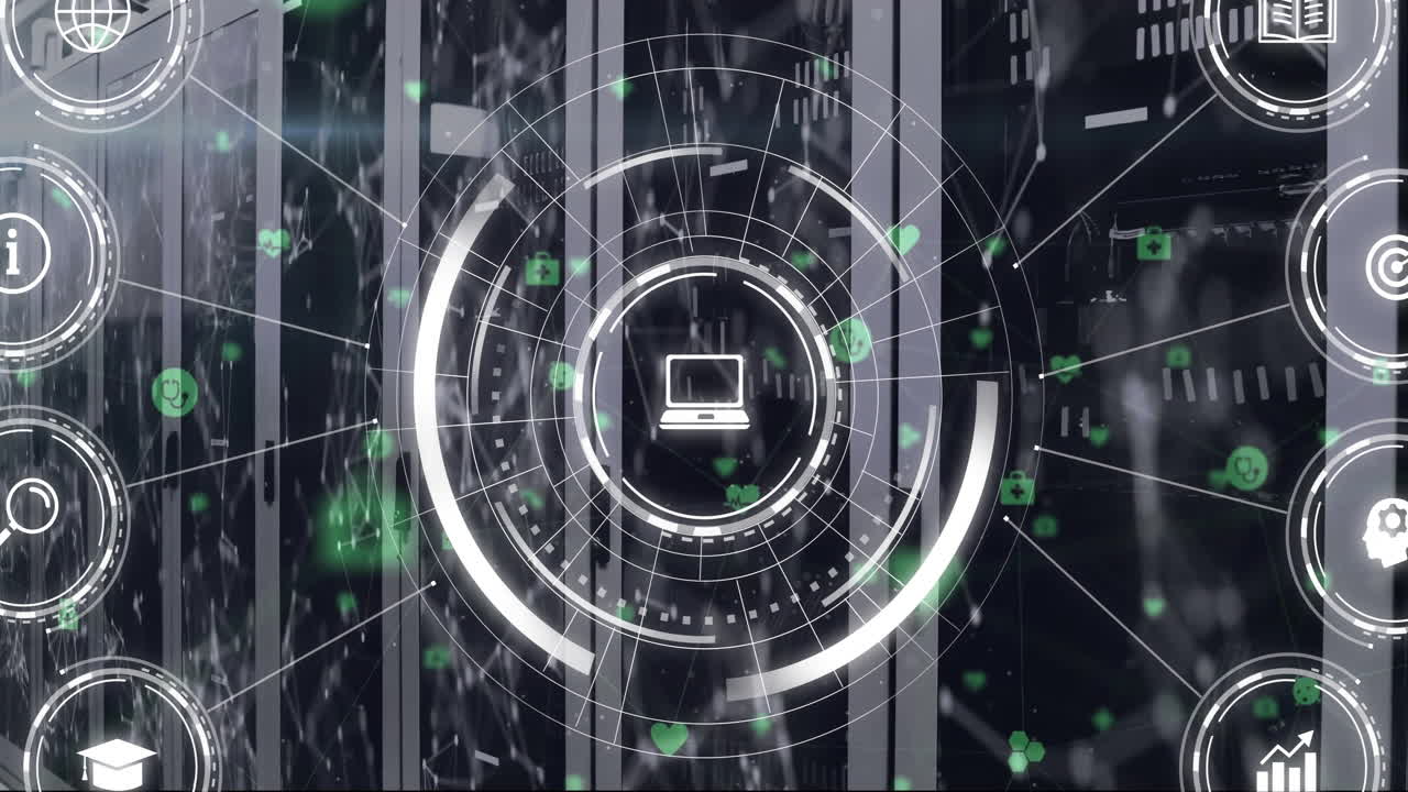 모양과 서버  위에 의료 및 비즈니스 아이콘의 애니메이션