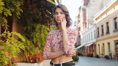 sad unhappy frustrated woman walking alone in city street feeling bad annoyed grief problem